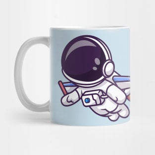 Cute Astronaut Flying With Rocket Cartoon Mug